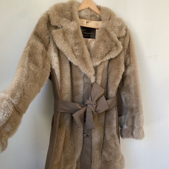 Kramer New Haven Tan Fur Leather Coat Size Medium - Picture 5 of 16